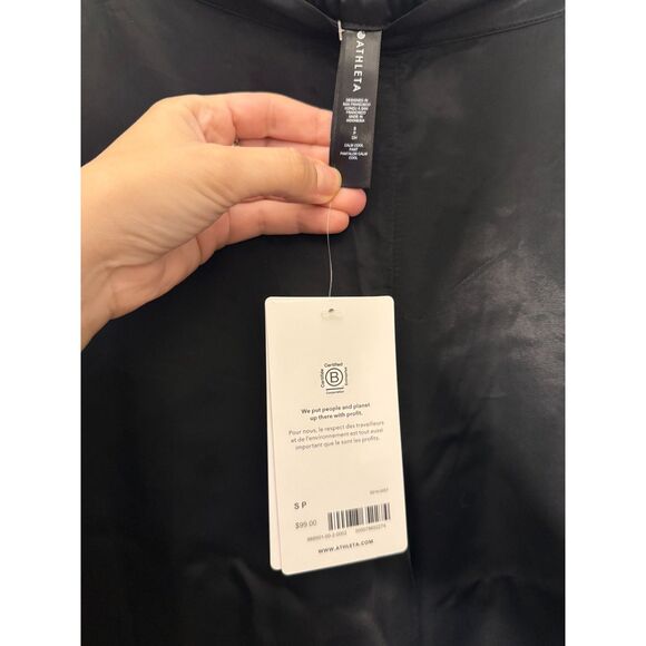 Athleta Calm Cool Wide Leg Satin Pants Black NWT Size Small - Picture 5 of 5